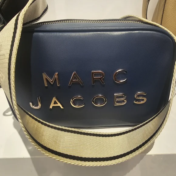 Marc Jacobs Navy Leather Logo Camera Bag
